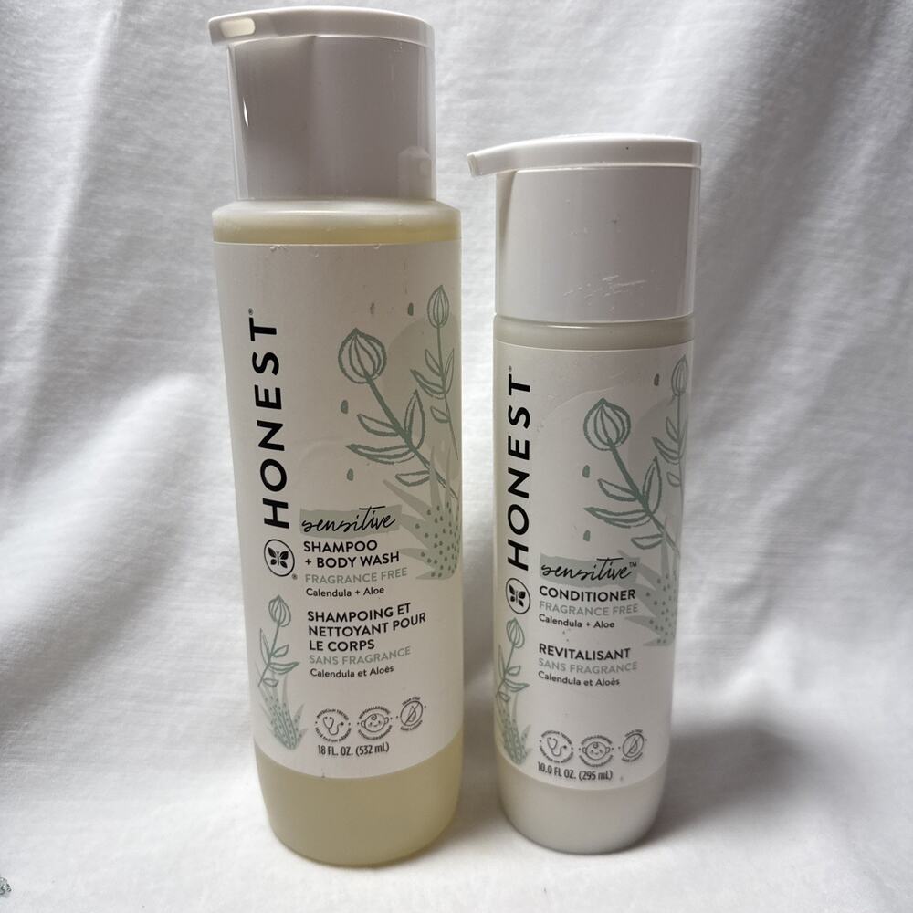 Honest Company 2-in-1 Shampoo & Body Wash Sensitive 18 oz & 10 Oz Conditioner